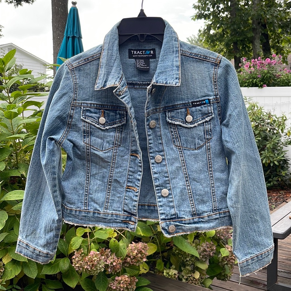 Tractor jeans jacket girls Sz M Denim